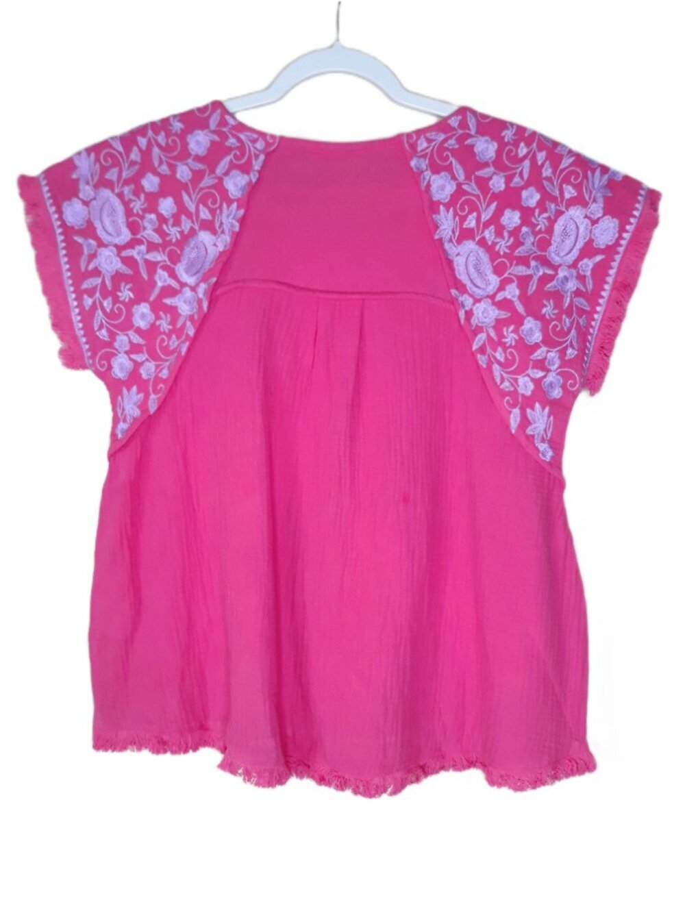 Umgee Boho Embroidered Cotton Gauze Top S Pink Lightweight Relaxed - Picture 4 of 7